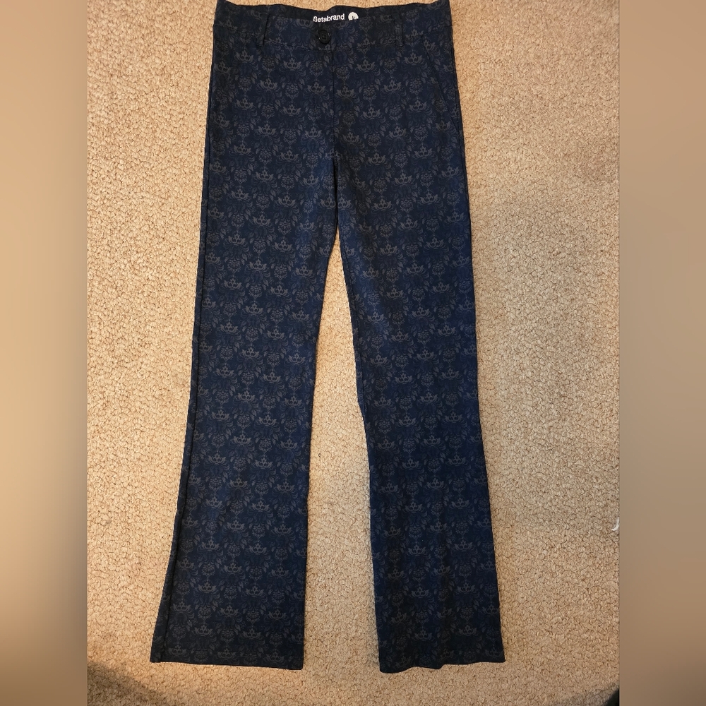 Chic Navy Damask Patterned Bootcut Stretchy Dress… - image 1